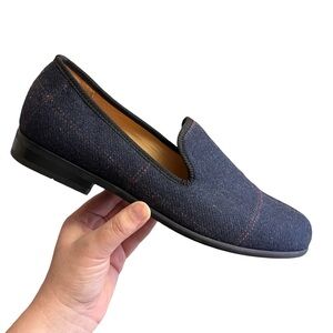 Duke + Dexter Harli Loafers Mens 11 Navy Wool Windowpane Plaid Dress Shoes